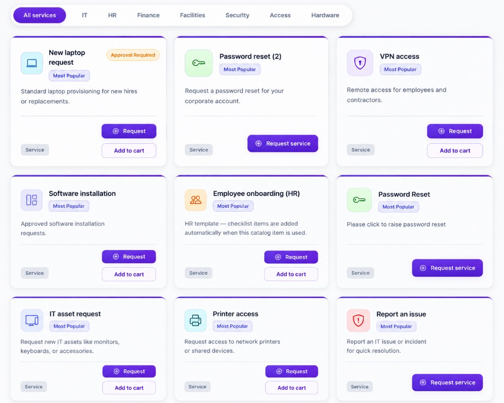 Orqit self-service catalog UI
